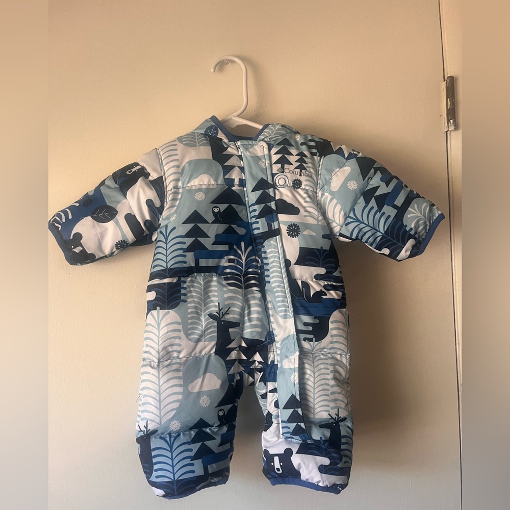 Columbia Blue Patterned Baby One-Piece Snowsuit